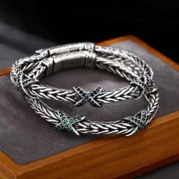New Tang Grass Pattern X Weaving Bracelet Vintage Personalized Jewelry Men's and Women's Bracelets Gift