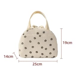 Portable Corduroy Lunch Bags Thermal Insulation Lunch Box Cute Print Women Lunch Storage Bag Picnic Bento Large Capacity Handbag
