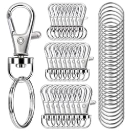 Keychain Making Kit 25PCS Keychain Clips Hooks and 25PCS Key Chain Rings Keychain Accessories, Lobster Claw Clasps for Crafts