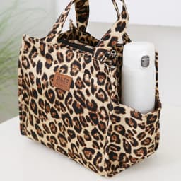 New Retro Leopard Print Large Capacity Lunch Tote Bag with Storage Pouch Commuter Work Handbag Portable Meal Bag