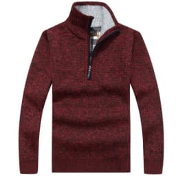 Men's Fleece Thicker Sweater Half Zipper Turtleneck Warm Pullover High Quality Male Slim Knitted Wool Sweaters For Spring