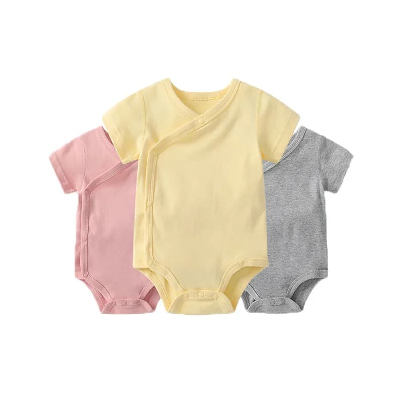 0-3 Months Newborn Baby Onesies Solid Color Cotton Bodysuit Slant Open Button Soft Infant Casual Bebe Clothes For Baby Boy Girl