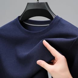 2026 Men's New Waffle Round Neck Short Sleeved T-shirt Summer Comfortable Top