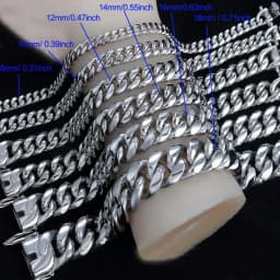 Top Quality Stainless Steel Miami Curb Cuban Chain Bracelet Hip Hop Rocker Women Mens Unisex Jewelry 8/10/12/14mm