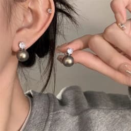Senlissi- New Retro Palace Dark Grey Stud Earrings for Women 8-12mm 6A Grade Zircon S925 Sterling Silver Womens Jewelry Gifts