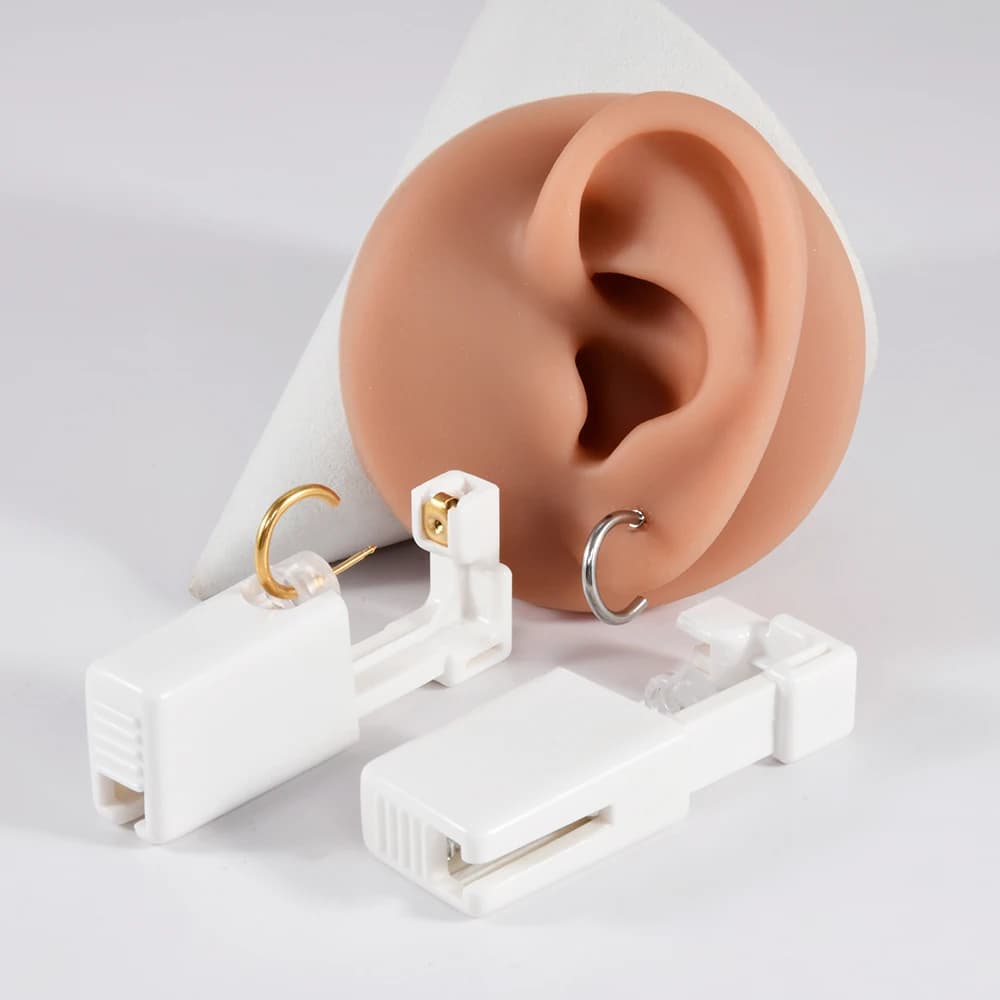 16pcs/Box Disposable Ear Piercing Gun Hoop 316L Steel 24K Gold Plated Ear Hoop Piercer Machine For Adult Kids Jewelry Wholesale
