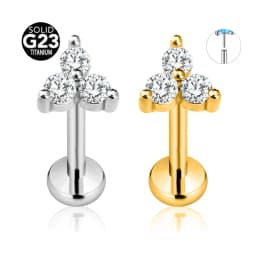 ASTM F136 G23 Titanium Flower Petals Threadless Piercing Daith Conch Tragus Flat Back Earring Pin Push in Lip Stud 16G 18G 20G