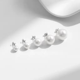 MODIAN 5 Sizes 925 Sterling Silver Elegant Crystal Pearl Stud Earrings Classic Basic Jewelry For Women Birthday Gifts