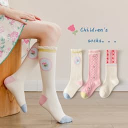 3 Pairs Baby Long Socks Girls Floral Socks Spring Autumn Girls Socks Children Cotton Socks for 1-12Y