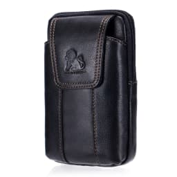 Genuine Leather Men's Waist Bag, Cowhide Phone Bag, Can Be Worn With Belt Hooks