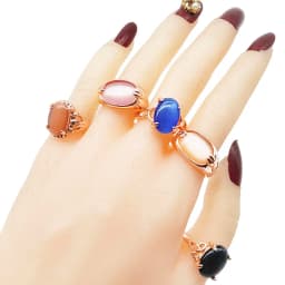 20pcs/Lot Wholesale Mix Color Opal Finger Rings For Women Fashion Oval Big Blue Stone Hollow Design Jewelry Party Wedding Gifts