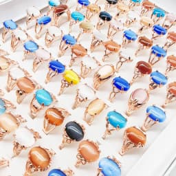 20pcs/Lot Wholesale Mix Color Opal Finger Rings For Women Fashion Oval Big Blue Stone Hollow Design Jewelry Party Wedding Gifts