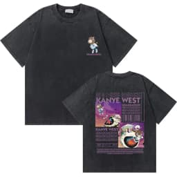 Washed Vintage Kanye West Graduation Bear Graphic T Shirt Men Women Fashion Hip Hop Tshirt Men's Oversized T-shirts Streetwear