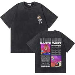Washed Vintage Kanye West Graduation Bear Graphic T Shirt Men Women Fashion Hip Hop Tshirt Men's Oversized T-shirts Streetwear