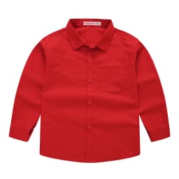 Spring and Autumn Kids' New Boys and Girls Pure Color Long Sleeve Suit Collar Shirt