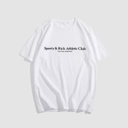 Sporty Rich Letter Graphic Print Women T-Shirt Summer Short Sleeve Lady Pullover Classic Casual Femme Top 2024