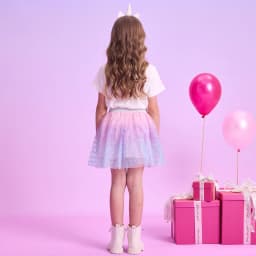 DXTON New Summer Girls Tulle Skirts Mermaid Children Princess Mini Skirt Gradient Mesh Kids Dancing Skirt Party Costume 3-10Yrs
