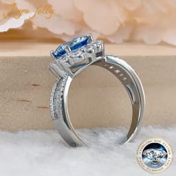 JoyceJelly 2ct Royal Blue Moissanite Ring for Cham Lady Round 8H8A Cut VVS1 Moissanite Diamond Dating Wedding Party Jewerly Gift