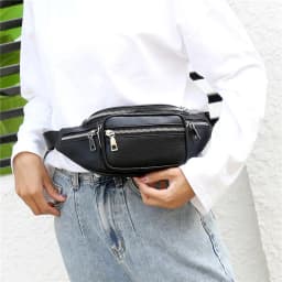 Solid PU leather handbag Women chest Pack Punk Bag Women's Belt Waist Bag Women Waist Pack cell phone Bags