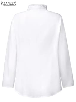 ZANZEA Spring Elegant Office Ruffles Shirts Women Long Sleeve Work Flounce Blouse Female Blusas Party Chemise Fashion Tunic Tops
