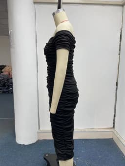 European and American style solid color long skirt, elegant temperament, summer women's dress, one shoulder pleated dress