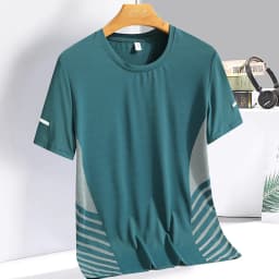 Summer ice silk short sleeved T-shirt for men and women, quick drying and breathable sports top, outdoor running duanT