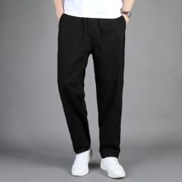 Men's Straight Cargo Trousers, Casual Pants, Monochromatic, Plus Size, M-6XL, Elastic Waist, 100% Cotton, Ninth Pants, 2024 New