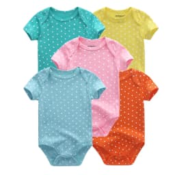 Summer 5-Piece Cartoon Baby Bodysuits 100%Cooton Soft Newborn Boy Girl Onesies Short Sleeves Infant Clothes