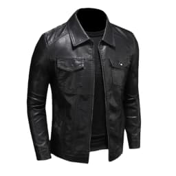 Men's Motorcycle Leather Jacket Large Size Pocket Black Zipper Lapel Slim Fit Male Spring Autumn High Quality PU Coat