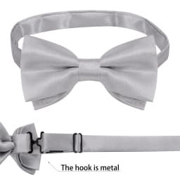 Elegant Grey Solid Suit Vest with Pocket Satin Waistcoat Necktie Bow Tie Handkerchief Cufflinks for Tuxedo Wedding Prom