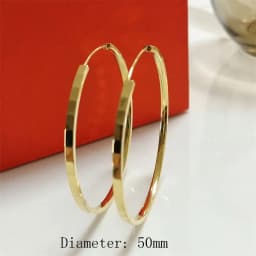 Senlissi - New Fashion 925 Sterling Silver 18K Gold Plated Hoop Earrings For Women 2.0mm Earring Cерьги Kольца 30/40/50/60MM