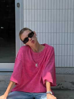 Wolfeel 100% Cotton Retro T-Shirt Women Vintage Short-Sleeve Wax Printing T Shirts Men Solid Color Hip Hop Loose Tees