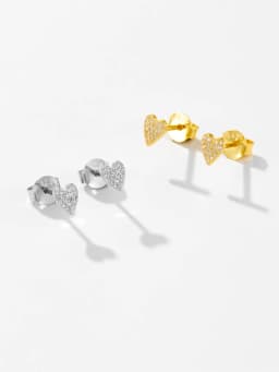 DPLAOPA 100% 925 Sterling Silver Zircon CZ Heart Stud Earring Piercing Women Luxury Fine Jewelry Simple Crystal Jewels