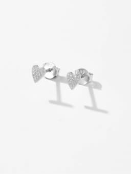 DPLAOPA 100% 925 Sterling Silver Zircon CZ Heart Stud Earring Piercing Women Luxury Fine Jewelry Simple Crystal Jewels