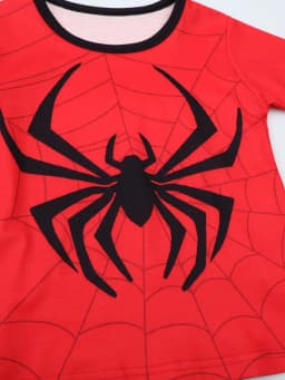 2pcs Boys' Spider Print Cartoon Pattern Short Sleeve Top + Shorts Pajamas Set Children's Loungewear For All Seasons