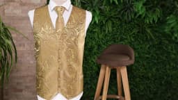 Barry.Wang Men Vest Jacquard Green Blue Red Gold Pink Waistcoat Tie Hanky Cufflinks Set Wedding Business Sleeveless Jacket