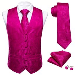 Barry.Wang Men Vest Jacquard Green Blue Red Gold Pink Waistcoat Tie Hanky Cufflinks Set Wedding Business Sleeveless Jacket