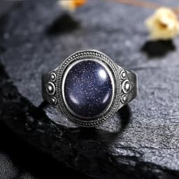 8*10MM Natural Stone Rings for Women Men Retro S925 Silver Plated Tiger Eye Moonstone Ring Party Gift Luxury Fine Jewelry FCGJHW