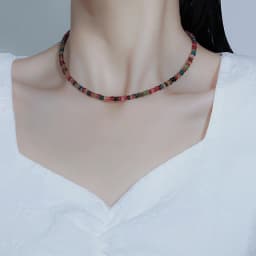 4MM Natural Stone Necklace 925 Sterling Silver Tourmaline Handwork Choker Jewelry For Women Trending Products Aquamarine