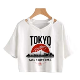 2000s Y2k Print Women Tee Shirt Harajuku Gothic Cropped Mange Tshirt Funny Graphic T-shirt Korean Style Casual Crop Tops Female