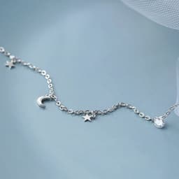 2024 925 Sterling Silver Shiny Zircon Moon Star Choker Pendant Charm Long Chain CZ Crystal Necklace Women Wedding Fine Jewelry