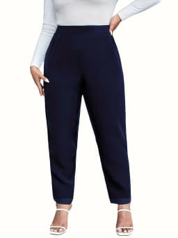 2024 autumn and winter new style women's plus size knitted fabric casual commuting gentle temperament straight leg pants.