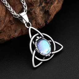 New Vintage Vikings Trinity Knot Pendant With Opal Necklaces For Women Men Nordic Odin Amulet Necklace Jewelry Gifts Wholesale