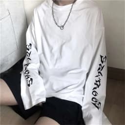 Cool Harajuku Ins Tshirt Hip Hop T-shirts Men Women Casual Korean T Shirt Long Sleeve Loose Tshirt Streetwear Autumn Tops Male