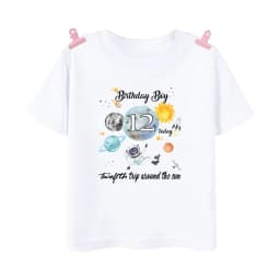 Astronaut Birthday Number 1-12 Print Shirt Kid T-Shirt Boy Astronaut Theme Party Tops Clothes Space Print Child Short Sleeve Tee