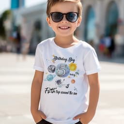 Astronaut Birthday Number 1-12 Print Shirt Kid T-Shirt Boy Astronaut Theme Party Tops Clothes Space Print Child Short Sleeve Tee