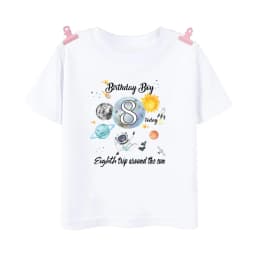 Astronaut Birthday Number 1-12 Print Shirt Kid T-Shirt Boy Astronaut Theme Party Tops Clothes Space Print Child Short Sleeve Tee
