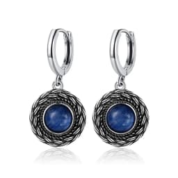 Natural Kyanite Earrings for Women S925 Silver Sun Flower Shaped Retro Silver Labradorite Hoop Earrings