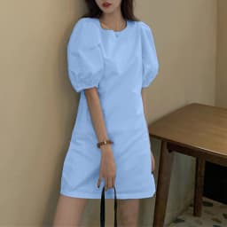 VONDA Summer Party Mini Dress 2024 Women Elegant Short Puff Sleeve Casual Solid Sundress O Neck Loose Pleated Holiday Vestidos