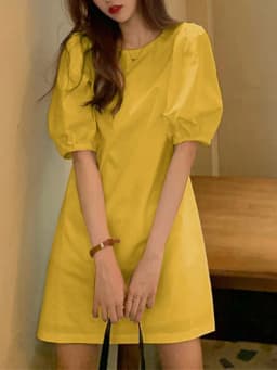 VONDA Summer Party Mini Dress 2024 Women Elegant Short Puff Sleeve Casual Solid Sundress O Neck Loose Pleated Holiday Vestidos